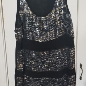 Sequin tank black